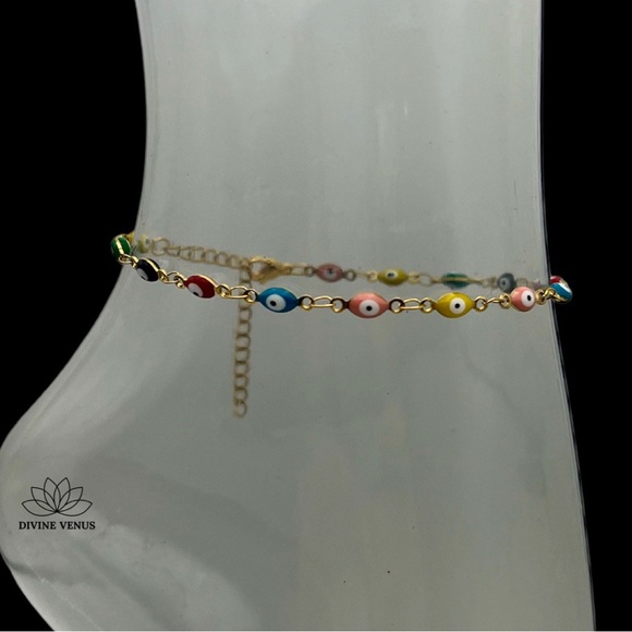 Evil Eye Anklet | Gold Plated Stainless Steel - Picture 5 of 6
